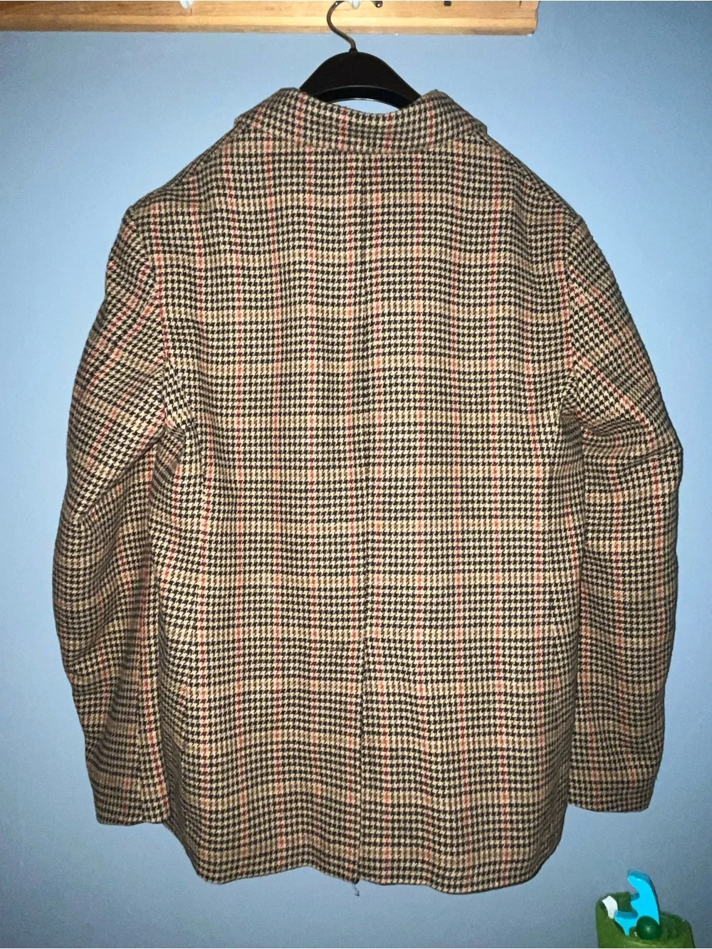 Zara Brown Houndstooth Blazer with Red Accent